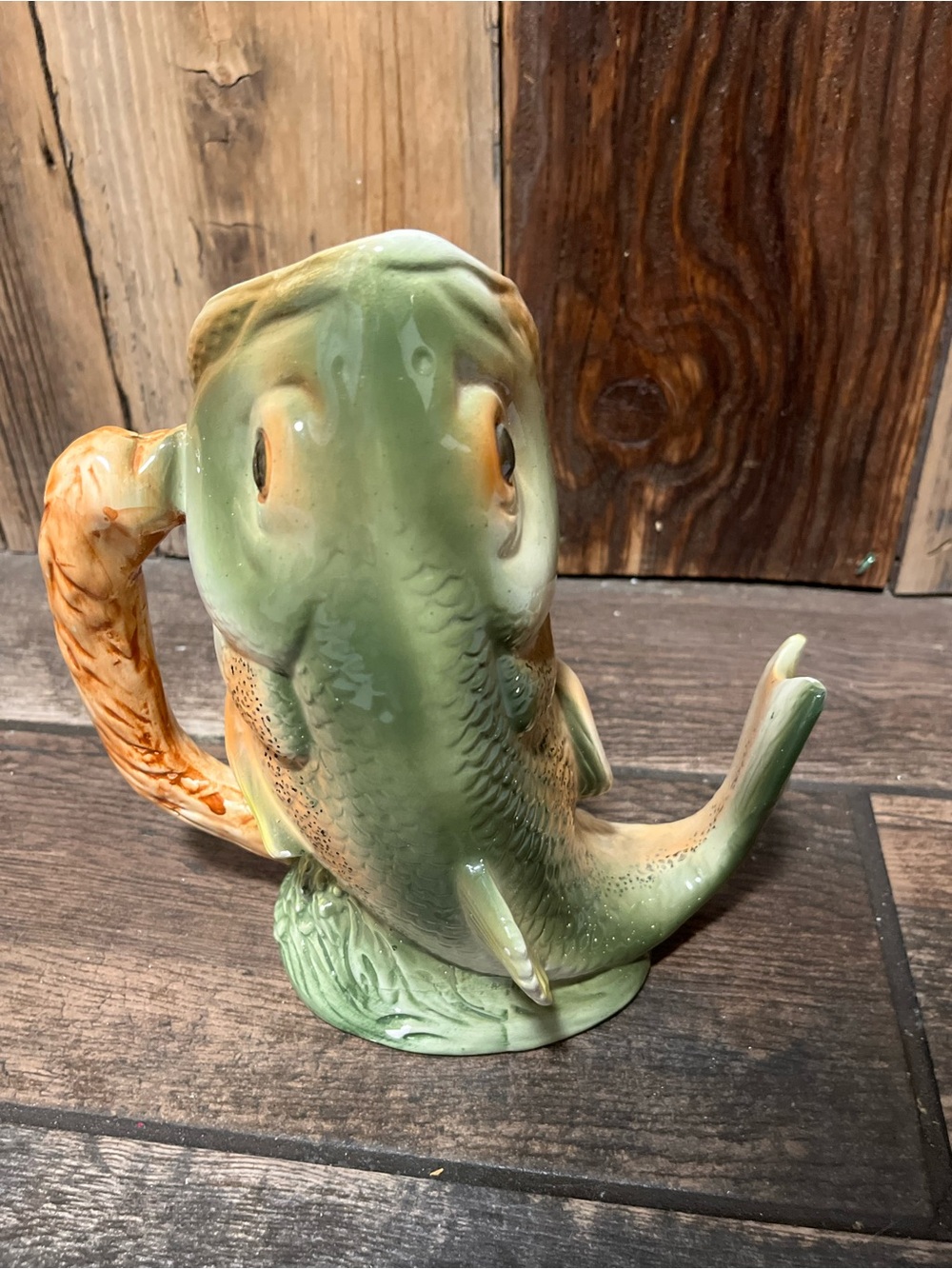Green Ceramic Fish pitcher/ large mug - Decorative Home Accent